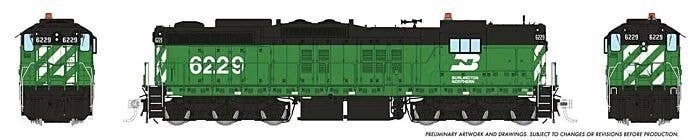 EMD SD9 High Nose - Standard DC -- Burlington Northern 6229 (Cascade Green, black, white), HO, Rapido Trains Inc 50227