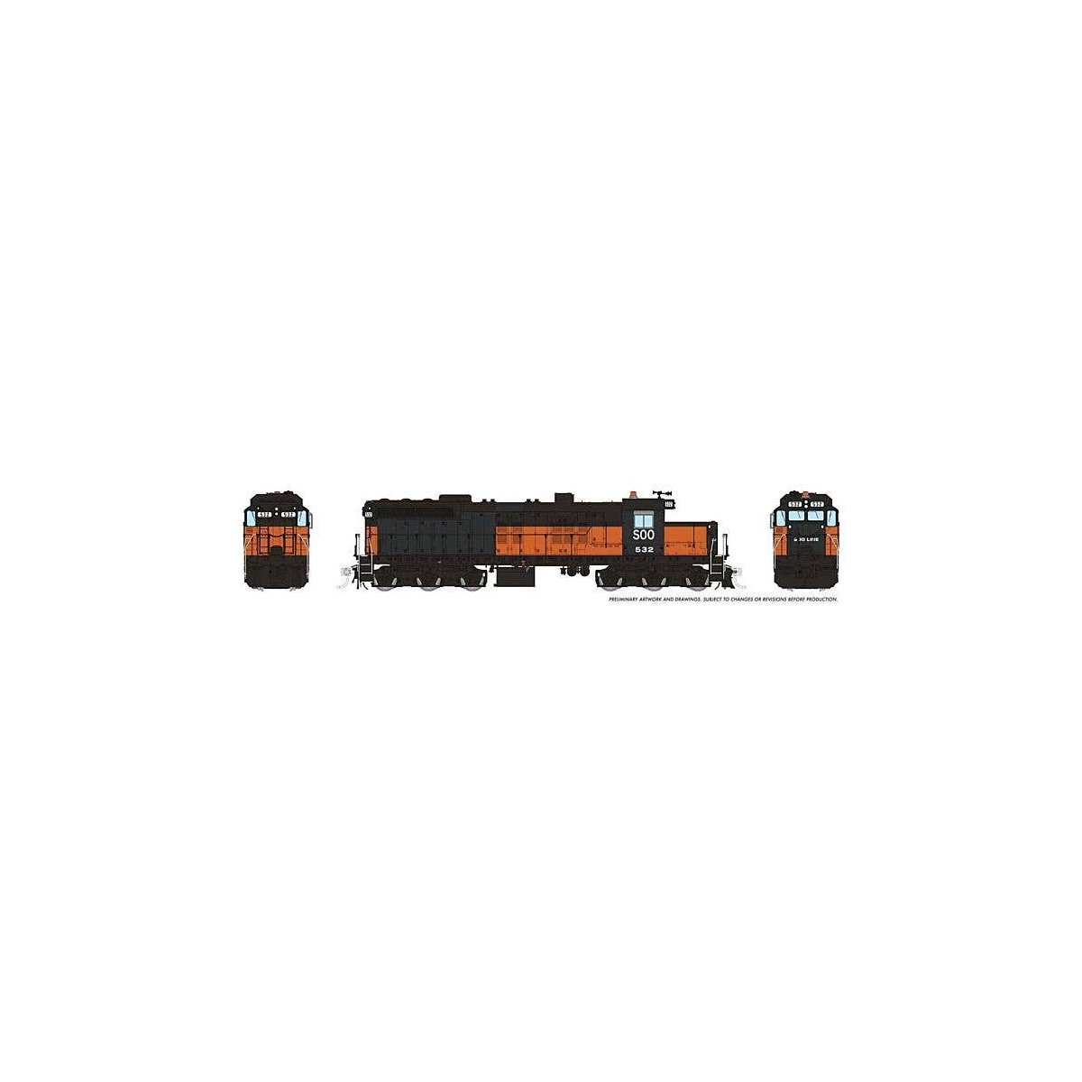 EMD SD10 Low Nose - Standard DC -- Soo Line 532 (Patched Ex-MILW, orange, black), HO, Rapido Trains Inc 50234