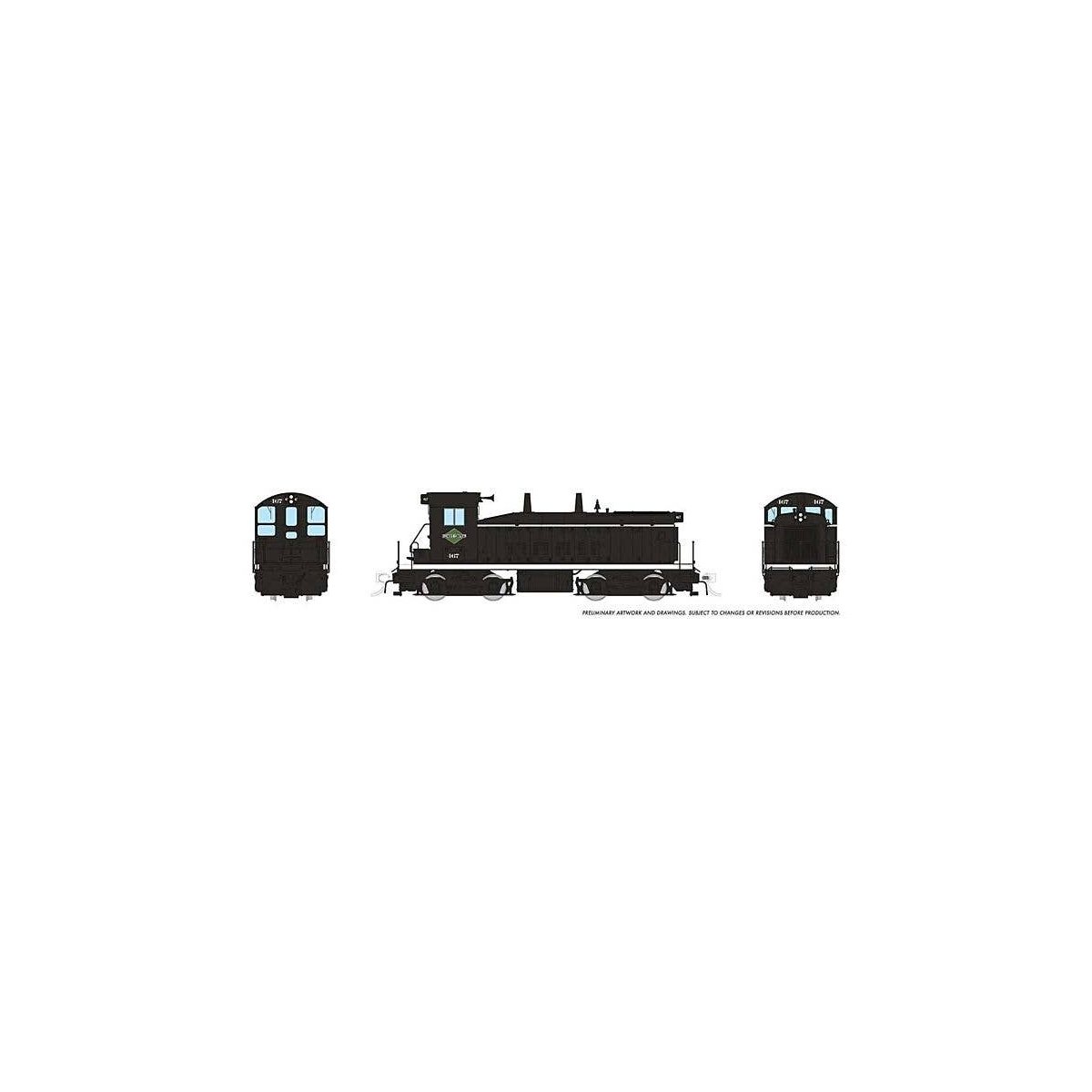 EMD SW9 - Standard DC -- Illinois Central 473 (black, white, green Diamond Logo), HO, Rapido Trains Inc 27084