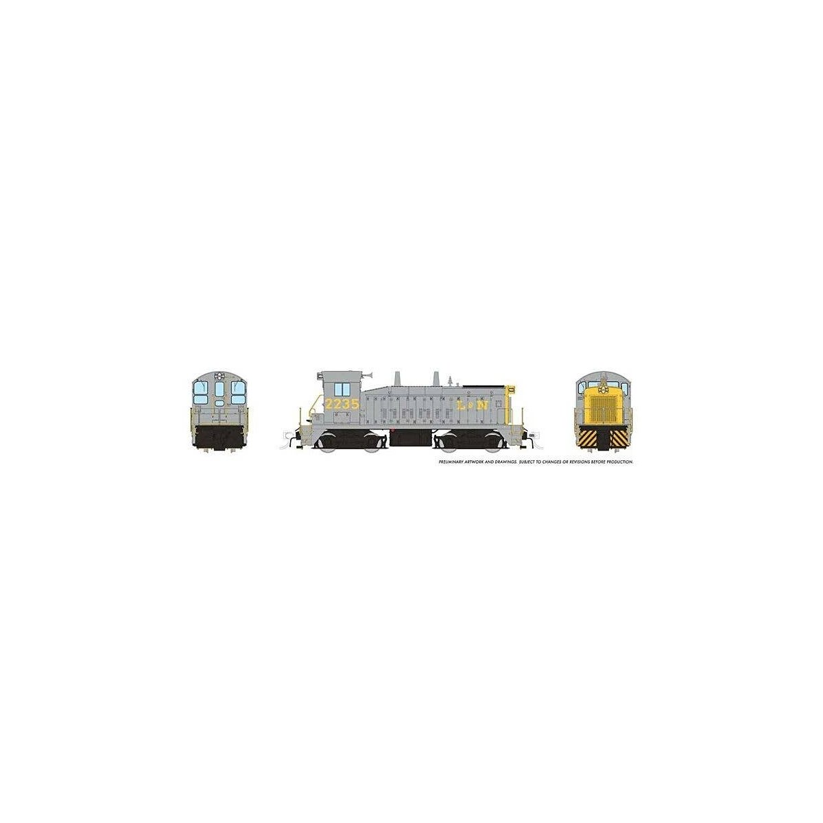 EMD SW9 - Standard DC -- Louisville & Nashville 2235 (gray, yellow), HO, Rapido Trains Inc 27086