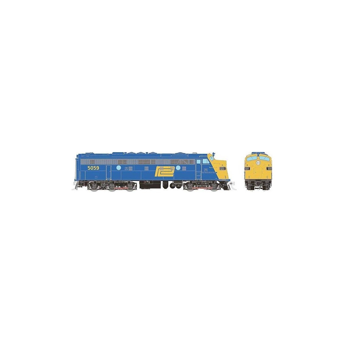 EMD FL9 - Standard DC -- Penn Central 5059 (blue, yellow), HO, Rapido Trains Inc 14066
