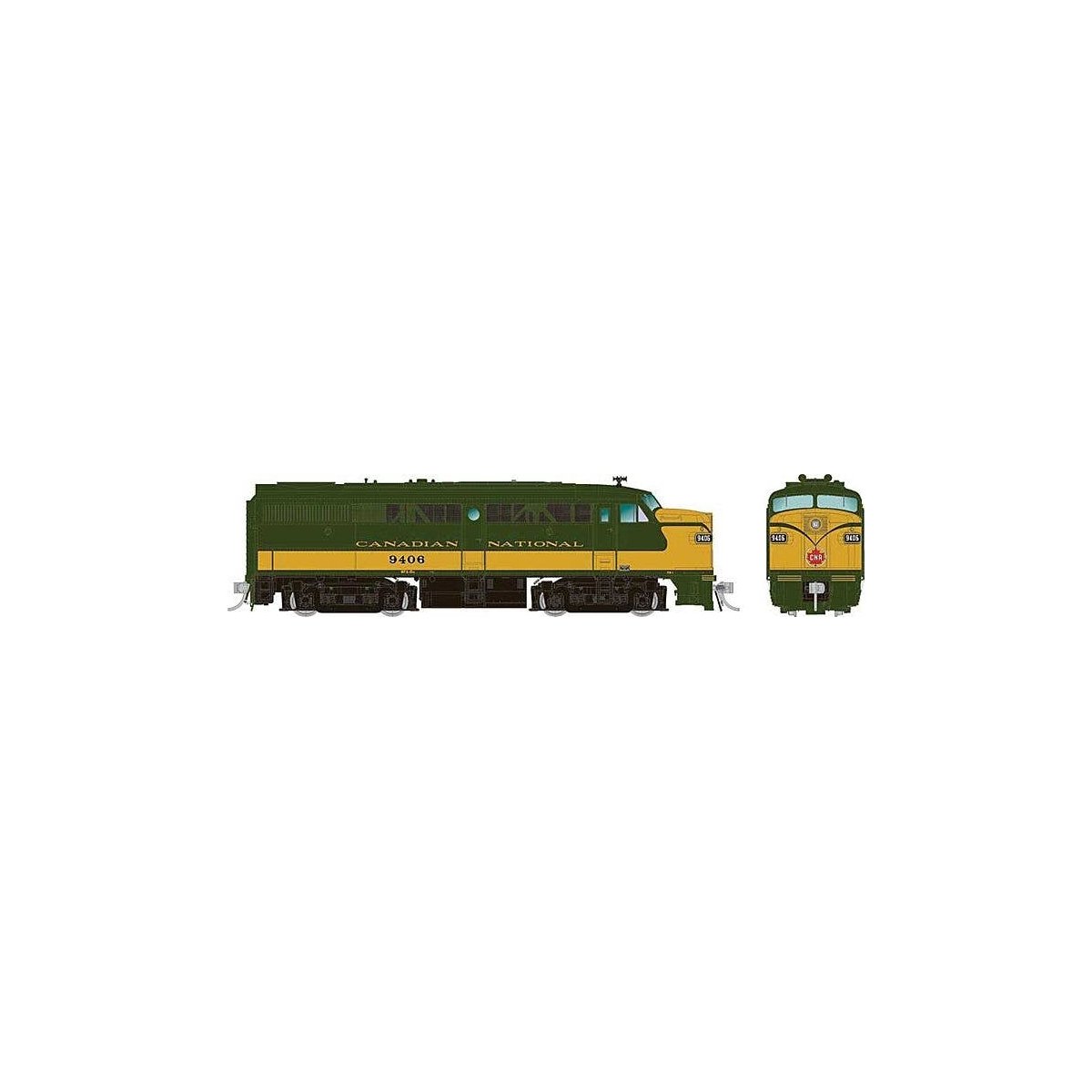 Alco FA1 - Standard DC -- Canadian National 9402 (green, yellow), HO, Rapido Trains Inc 37002
