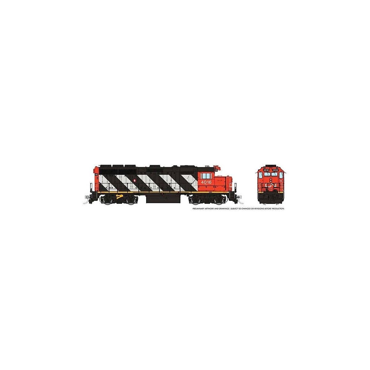 EMD GP40 - Standard DC -- Canadian National 4016 (1978, black, red, white stripes), HO, Rapido Trains Inc 40006