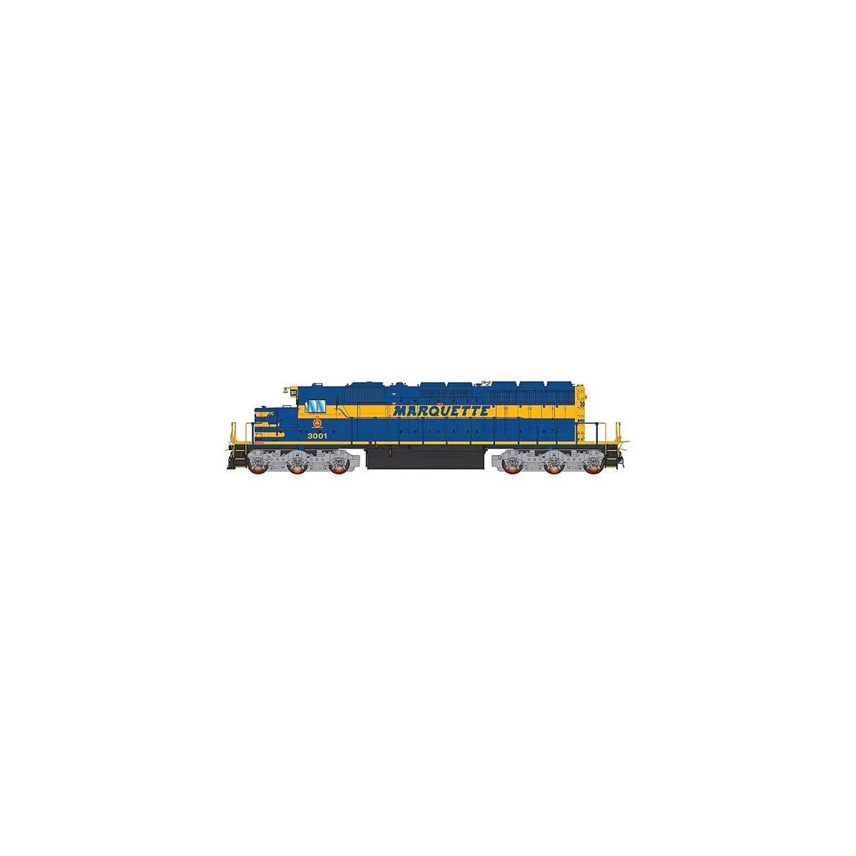 EMD SD40-2 w/DCC -- Marquette Rail 3001 (blue, yellow), HO, Intermountain Railway Company 49390