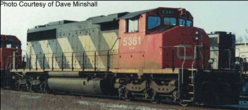 GMD SD40-2W - Standard DC -- Canadian National 5361 (Sergeant Stripes, black, white, red, No Dynamics), HO, Bowser Manufacturing