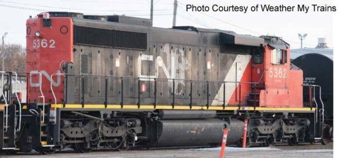GMD SD40-2W - Standard DC -- Canadian National 5362 (black, red, white, CNNA Map Logo, No Dynamics, Stro, HO, Bowser Manufacturi