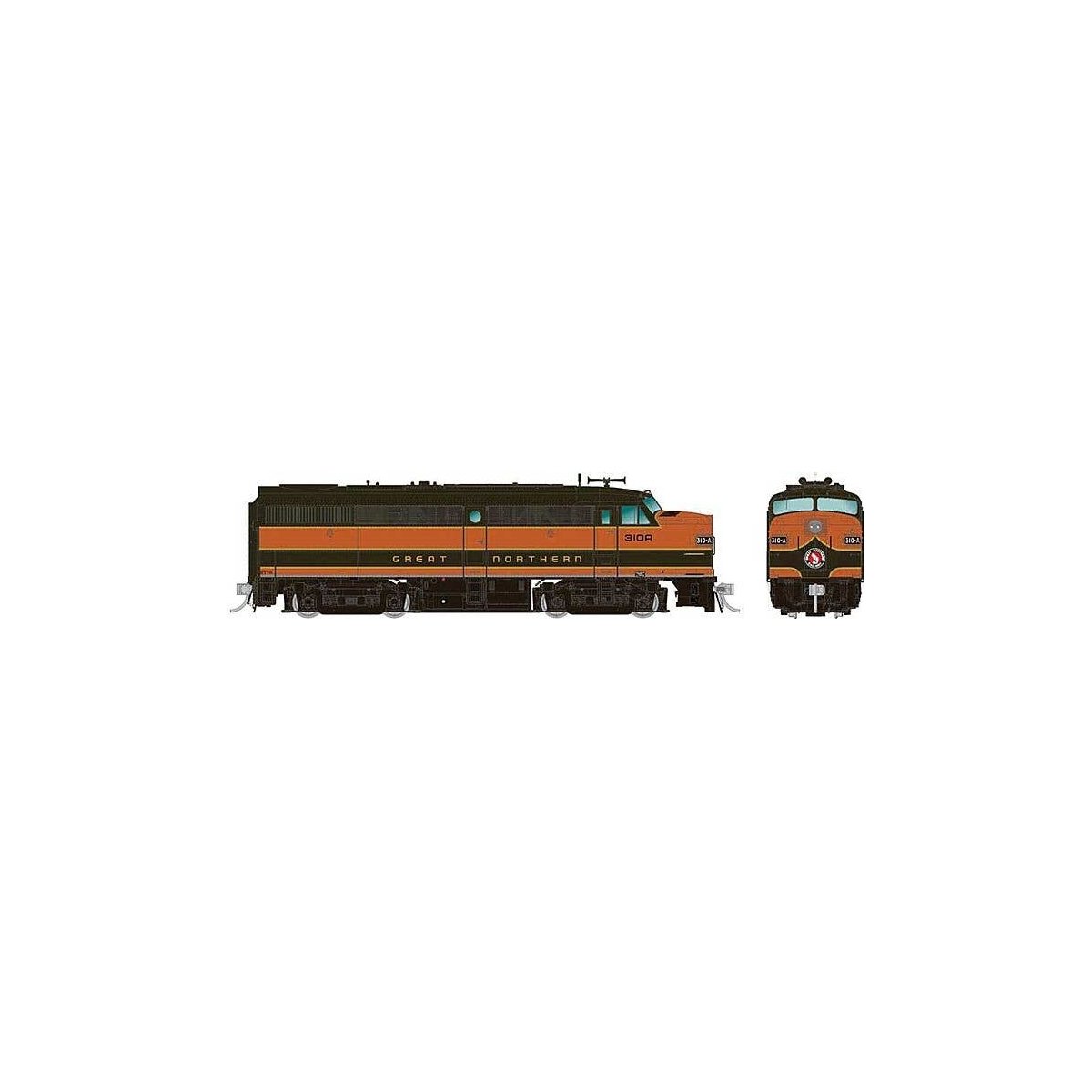 Alco FA1 - Standard DC -- Great Northern 440D (Pullman Green, Omaha Orange, yellow), HO, Rapido Trains Inc 37018