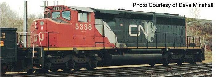 GMD SD40-2W - Standard DC -- Canadian National 5338 (black, red, white, CNNA Map Noodle Logo), HO, Bowser Manufacturing Co. 2538