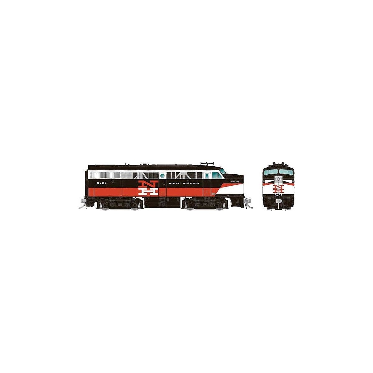 Alco FA1 - Standard DC -- New Haven 0409 (McGinnis Scheme, black, vermillion, white), HO, Rapido Trains Inc 37029