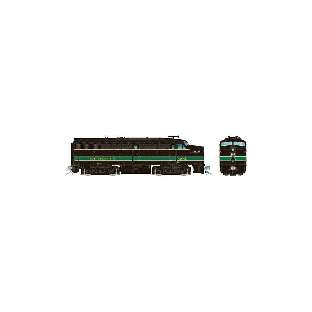 Alco FA1 - Standard DC -- Reading 301 (black, green), HO, Rapido Trains Inc 37037