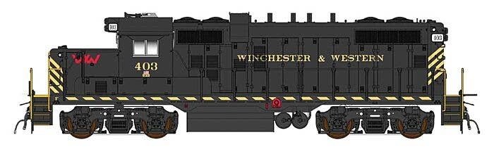 Paducah GP10 - Standard DC -- Winchester & Western 403 (black, yellow, red), HO, Intermountain Railway Company 49870