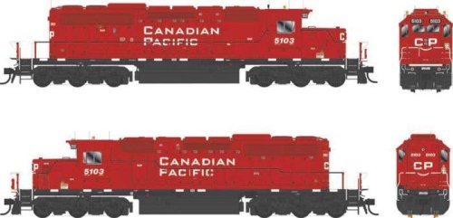 GMD SD40-3 Rebuild - Standard DC - Executive Line -- Canadian Pacific 5103 (red, Block Lettering, 2 Rooftop Beacons), HO, Bowser