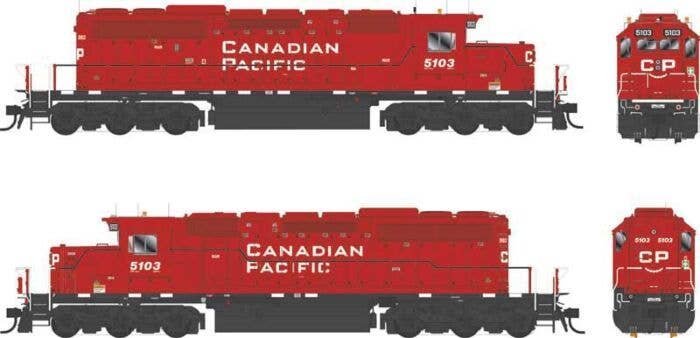 GMD SD40-3 Rebuild - Standard DC - Executive Line -- Canadian Pacific 5103 (red, Block Lettering, 2 Rooftop Beacons), HO, Bowser