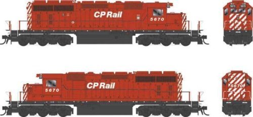 GMD SD40-2 - Standard DC - Executive Line -- Canadian Pacific 5670 (Action Red, white, black, No Multimark, 8′ Stripes), HO, B
