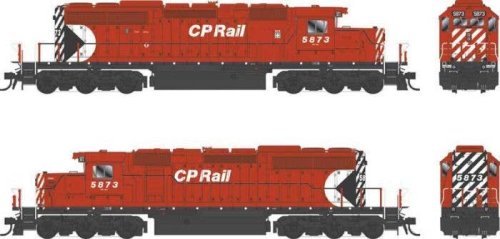 GMD SD40-2 - Standard DC - Executive Line -- Canadian Pacific 5867 (Action Red, white, black, Small Multimark, 2 Plows), HO, Bow