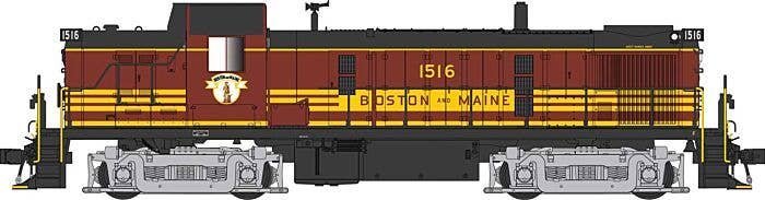 Alco RS3 - Standard DC -- Boston & Maine 1516 (maroon, yellow, black), HO, Bowser Manufacturing Co. 25300