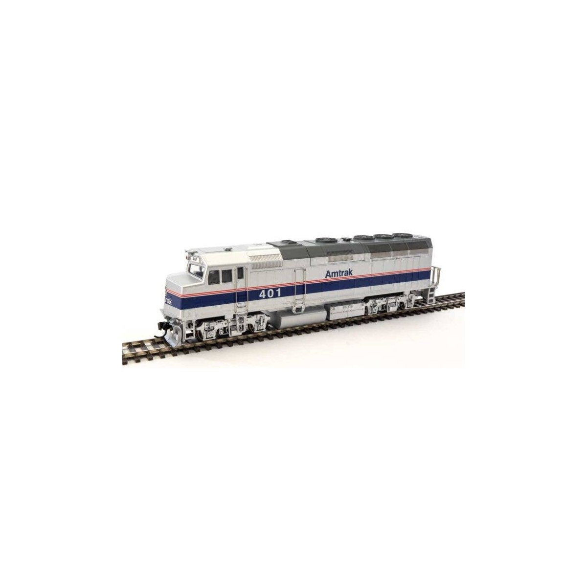 EMD F40PH - ESU Sound and DCC -- Amtrak(R) 401 (Phase IV silver, Wide Blue, Thin Red, White Stripes), HO, WalthersMainline 19468