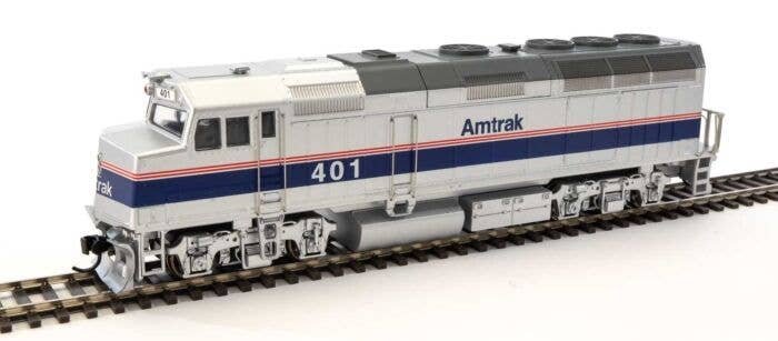 EMD F40PH - ESU Sound and DCC -- Amtrak(R) 401 (Phase IV silver, Wide Blue, Thin Red, White Stripes), HO, WalthersMainline 19468