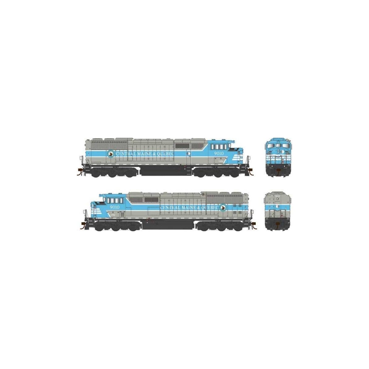 GMD SD40-2F - Standard DC - Executive Line -- Central Maine & Quebec 9010 (gray, blue), HO, Bowser Manufacturing Co. 25353