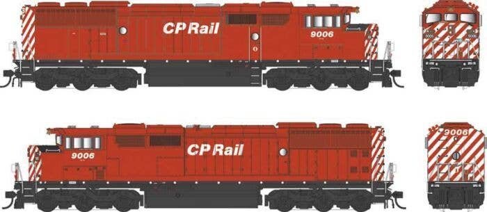 GMD SD40-2F - Standard DC - Executive Line -- Canadian Pacific 9006 (Action Red, white, black, No Multimark, 8′ Stripes), HO, 