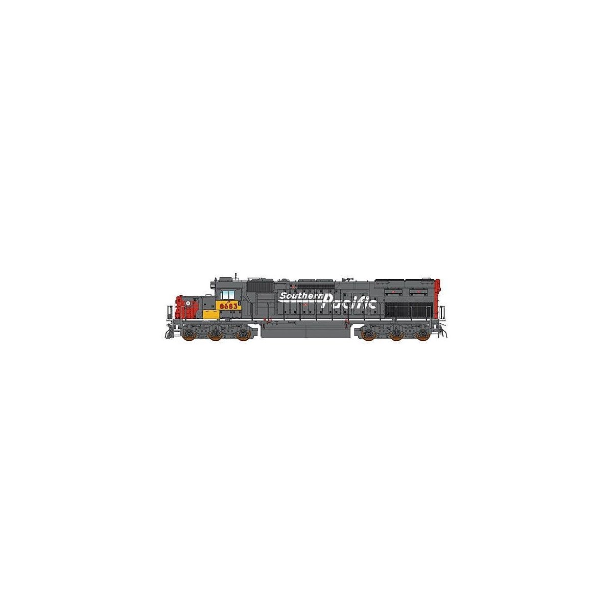 EMD SD40T-2 Tunnel Motor Snoot - Standard DC -- Union Pacific (ex-SP Patch, gray, red, Speed Lettering, Armour Yellow Patch), N,