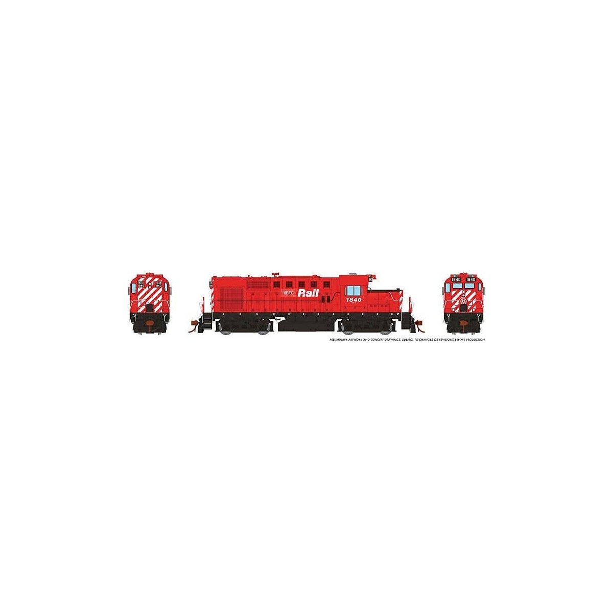 MLW-CP RS-18u - Standard DC -- New Brunswick East Coast 1816 (Ex-CP Patch, Action Red, white, black, No Mul, HO, Rapido Trains I