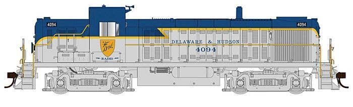 Alco RS3 Phase I - Standard DC -- Delaware & Hudson 4094 (Lightning Stripe, gray, blue, yellow), HO, Bowser Manufacturing Co. 25