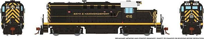 MLW-CP RS-18u - Standard DC -- Bath and Hammondsport 416 (black, yellow), HO, Rapido Trains Inc 32080