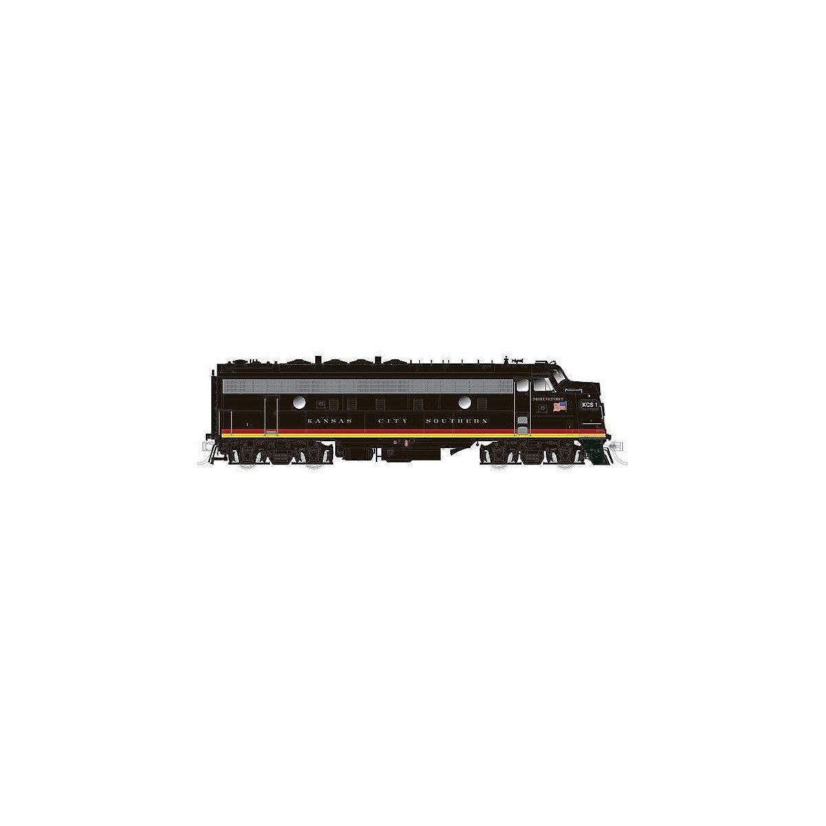 GMD FP9A - Standard DC - True North -- Kansas City Southern 1 (Southern Belle, red, black, yellow), HO, Rapido Trains Inc 220066