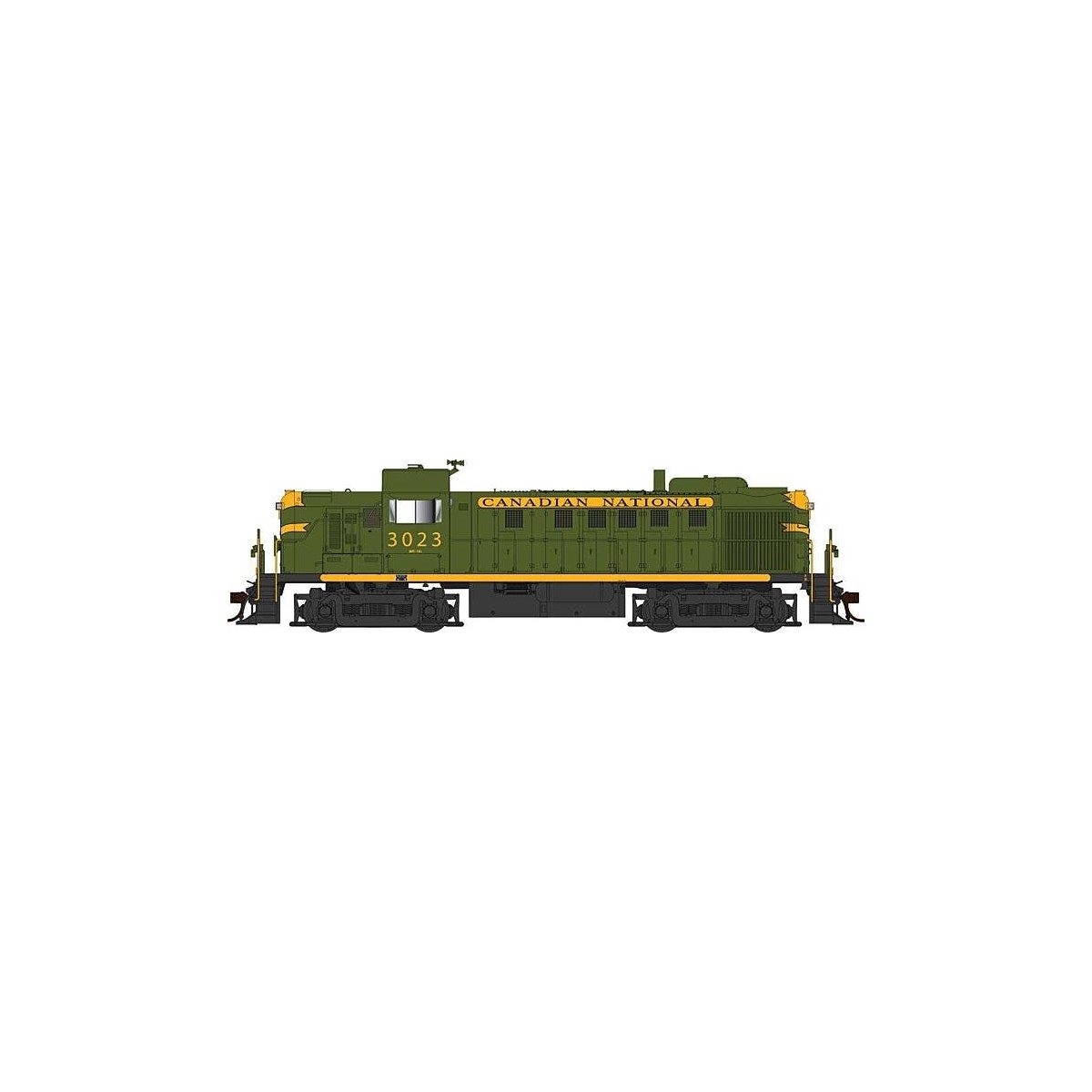 Alco RS3 - Standard DC -- Canadian National 3038 (green, yellow, black), HO, Bowser Manufacturing Co. 25258