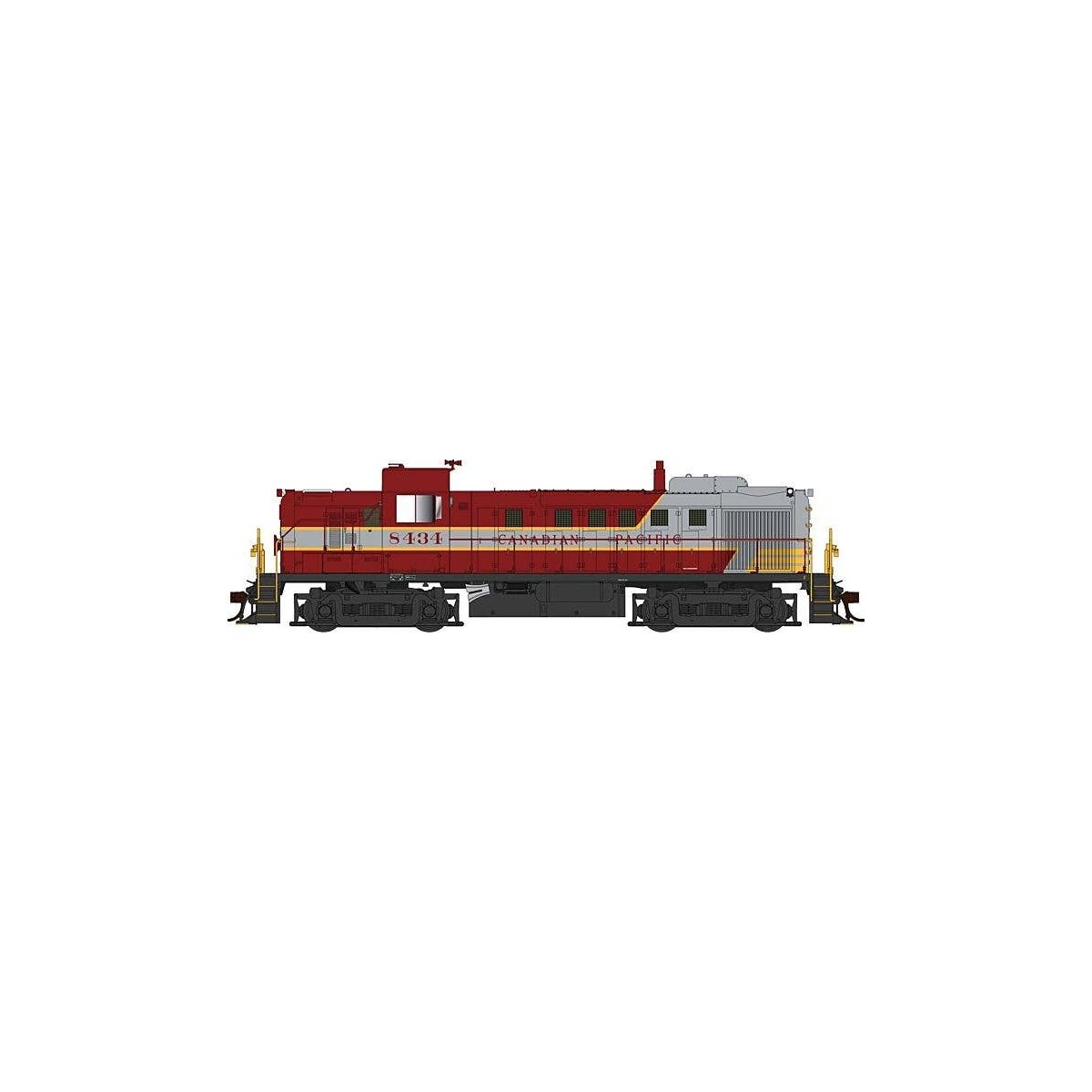 Alco RS3 - Standard DC -- Canadian Pacific 8434 (maroon, gray, yellow, Block Lettering), HO, Bowser Manufacturing Co. 25261