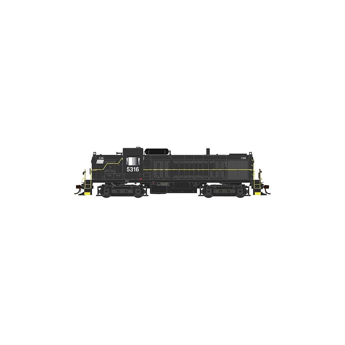 Alco RS3 Phase I - Standard DC -- Penn Central 5316 (black, white, Small Logo), HO, Bowser Manufacturing Co. 25557