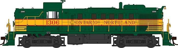 Alco RS3 - Standard DC -- Ontario Northland 1306 (green, yellow, red), HO, Bowser Manufacturing Co. 25269