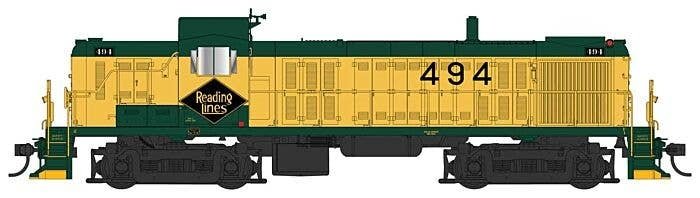 Alco RS3 Phase I - Standard DC -- Reading 494 (yellow, green, black), HO, Bowser Manufacturing Co. 25567