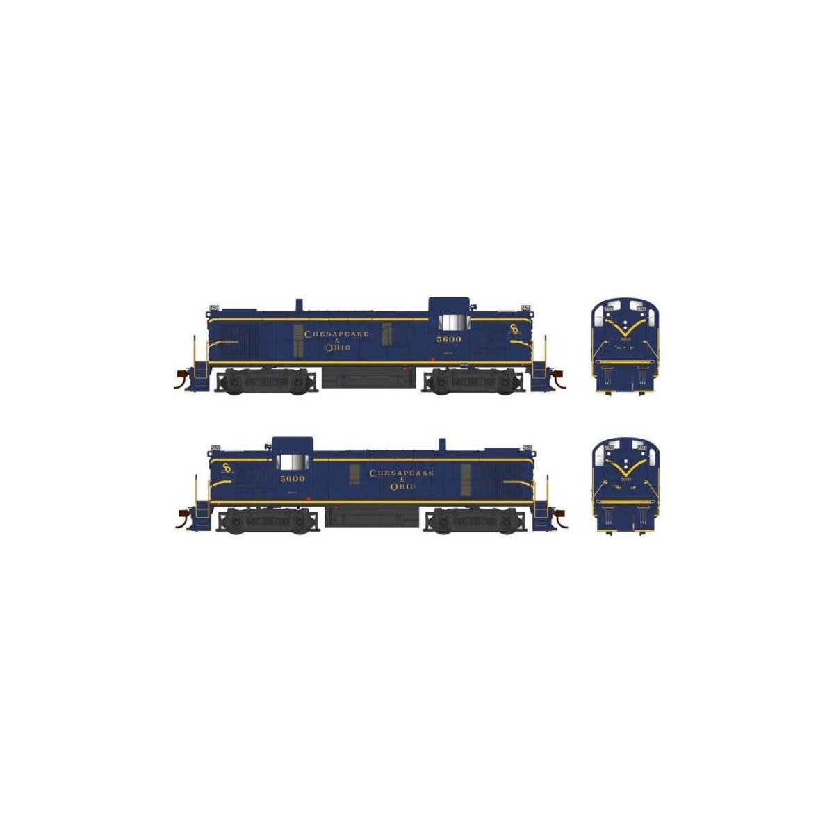 Alco RS3 Phase 3 - Standard DC -- Chesapeake & Ohio 5600 (As-Delivered, blue, yellow), HO, Bowser Manufacturing Co. 25193