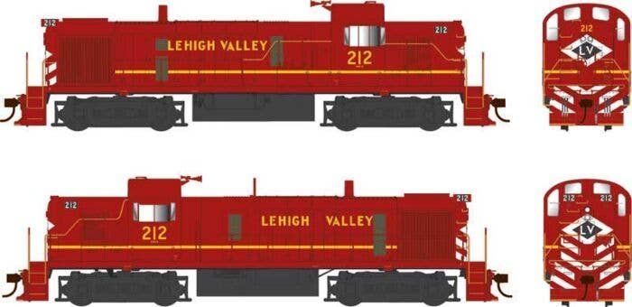 Alco RS3 Phase 3 - Standard DC -- Lehigh Valley 212 (Ex-PRR Final Scheme, Cornell Red, yellow, white, black), HO, Bowser Manufac