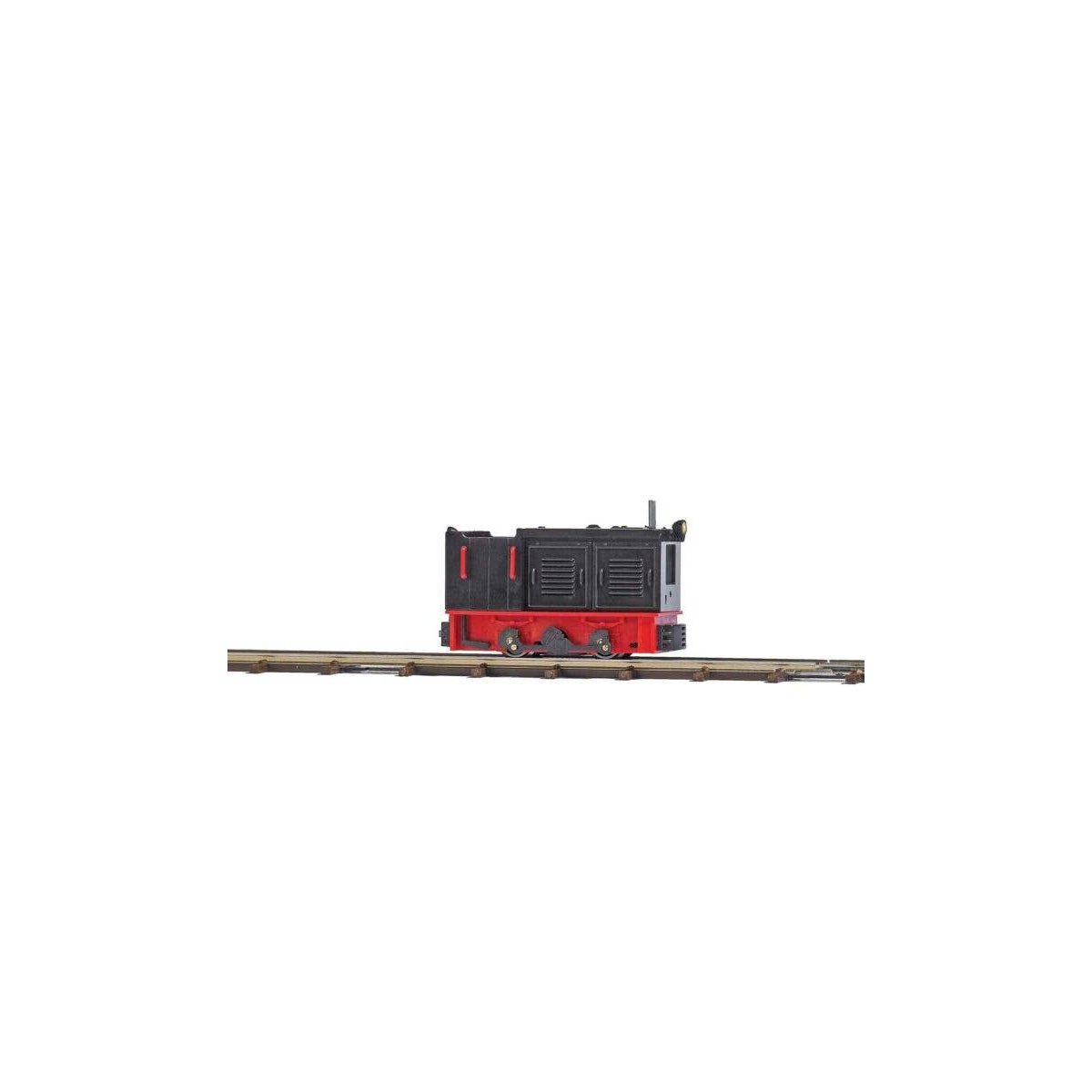 LKM Ns2f Locomotive, Open Cab - 3V Powered (Runs on Z Gauge) - Feldbahn -- Black, Red, Hn2, Busch Gmbh & Co Kg 12126
