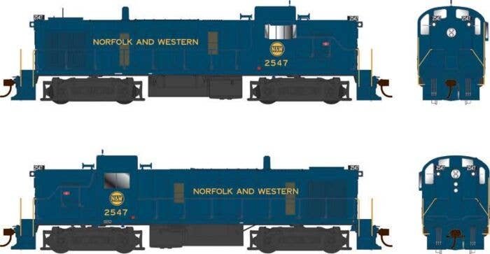 Alco RS3 Phase 3 - Standard DC -- Norfolk & Western 2547 (Ex-NKP, blue, yellow, Hamburger Logo), HO, Bowser Manufacturing Co. 25