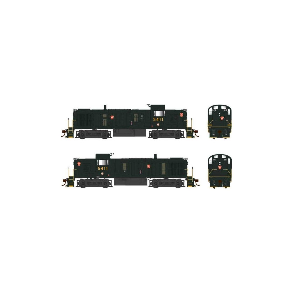 Alco RS3 Phase 3 - Standard DC -- Pennsylvania Railroad 5411 (Brunswick Green, red Keystone), HO, Bowser Manufacturing Co. 25226