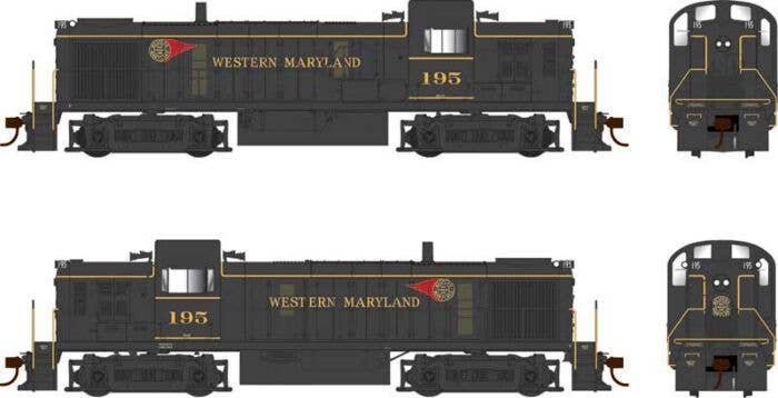 Alco RS3 Phase 3 - Standard DC -- Western Maryland 195 (As-Delivered, black, yellow, red Fireball Logo), HO, Bowser Manufacturin