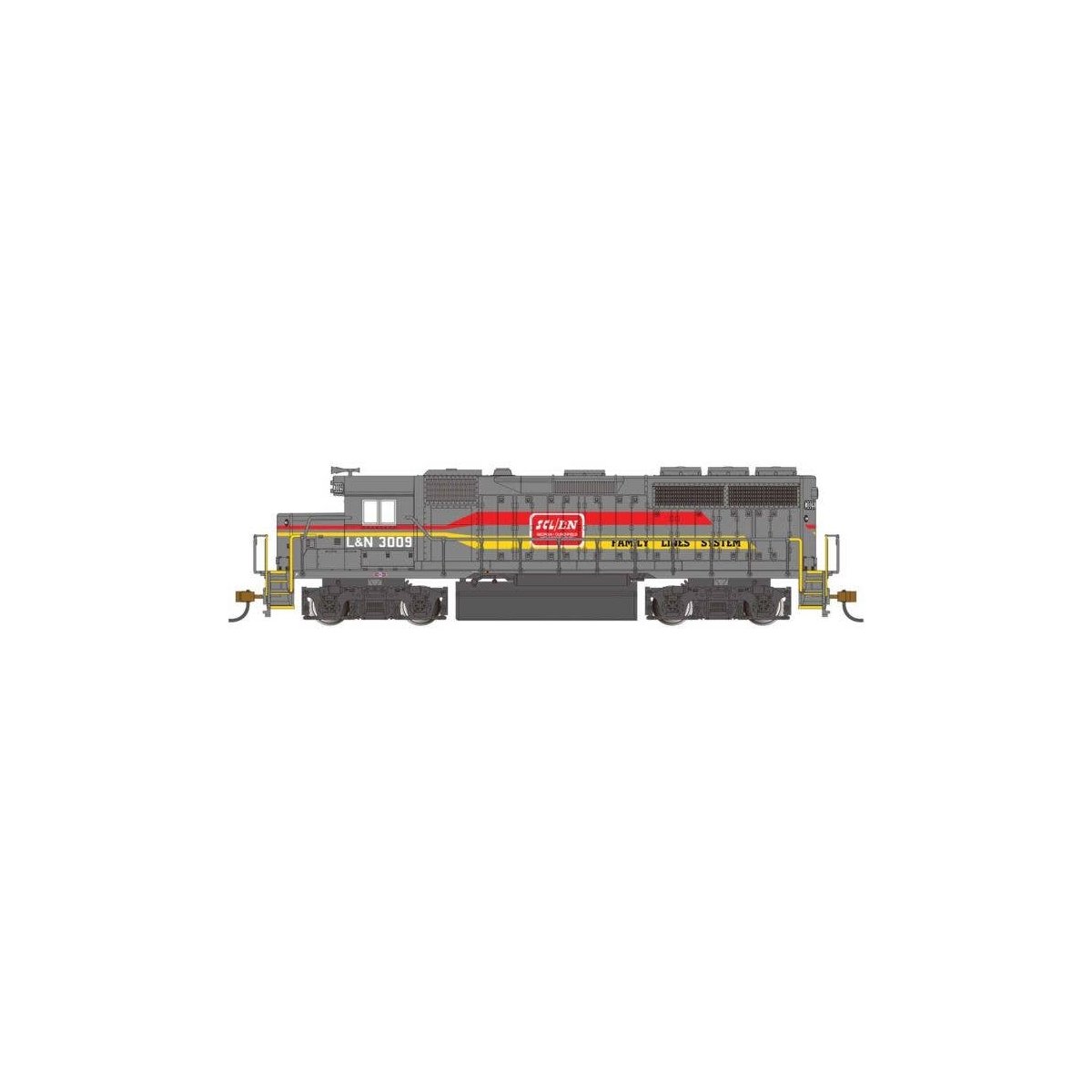 EMD GP40 - DCC -- Family Lines L&N 3009 (gray, yellow, red), HO, Bachmann Industries 60320