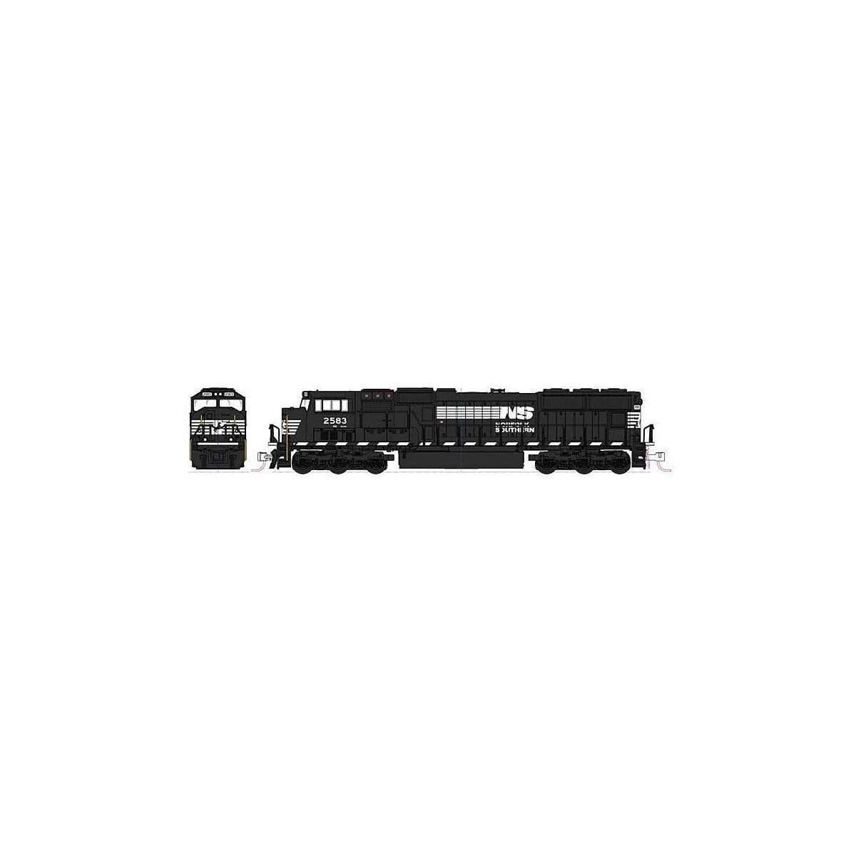 EMD SD70M with Standard Flat Radiators - DCC -- Norfolk Southern 2583 (black, white), N, Kato USA Inc 1767605DCC