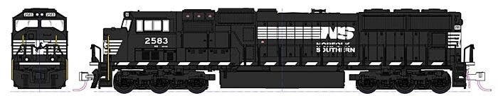 EMD SD70M with Standard Flat Radiators - DCC -- Norfolk Southern 2583 (black, white), N, Kato USA Inc 1767605DCC