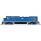 GE Dash 8-40CW - Standard DC - Master(R) Silver -- Locomotive Management Services LMS 724 (blue, white, black), HO, Atlas Model 