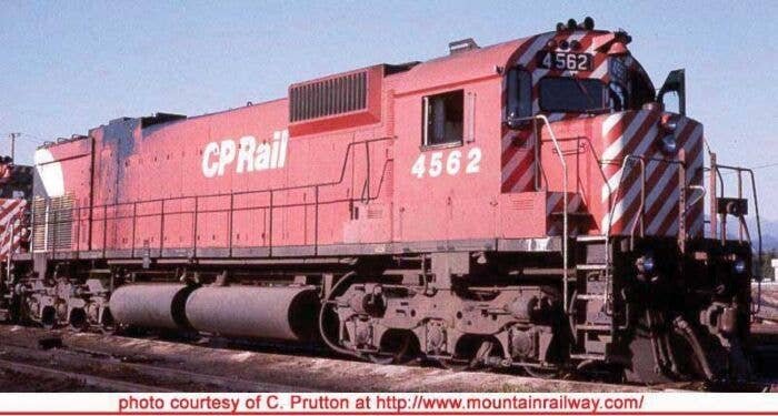 Montreal Locomotive Works M630 - Standard DC - Executive Line -- Canadian Pacific 4571 (Action Red, 5′ Stripe, Lg Multimark, E