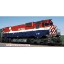 Montreal Locomotive Works M630 - Standard DC - Executive Line -- BC Rail 716 (Hockey Stick, red, white, blue, Recessed Ditch Lig