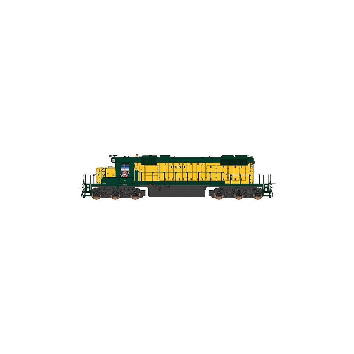 EMD SD38-2 w/DCC -- Chicago & North Western (yellow, green), HO, Intermountain Railway Company 493302