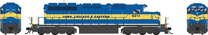 GMD SD40-2 - Standard DC - Executive Line -- Iowa, Chicago & Eastern 6216 City of Algona (blue, yellow), HO, Bowser Manufacturin