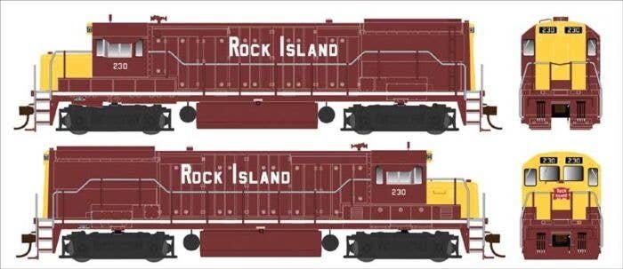 GE U25B Phase IV - Standard DC -- Rock Island 226 (maroon, yellow, white), HO, Bowser Manufacturing Co. 25169