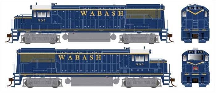 GE U25B Phase IIa - Standard DC -- Wabash 505 (blue, yellow, gray), HO, Bowser Manufacturing Co. 25179